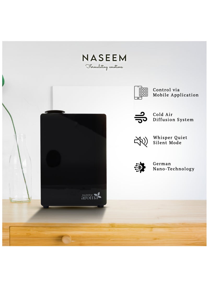Smart Essential Oil Diffuser Machine | Aroma Oil Diffuser Fragrance Dispenser | Scent Air Machine for Home & Office | Aromatherapy Diffuser for Large Room – Covers Up to 40,000 Cubic Feet | Black Square