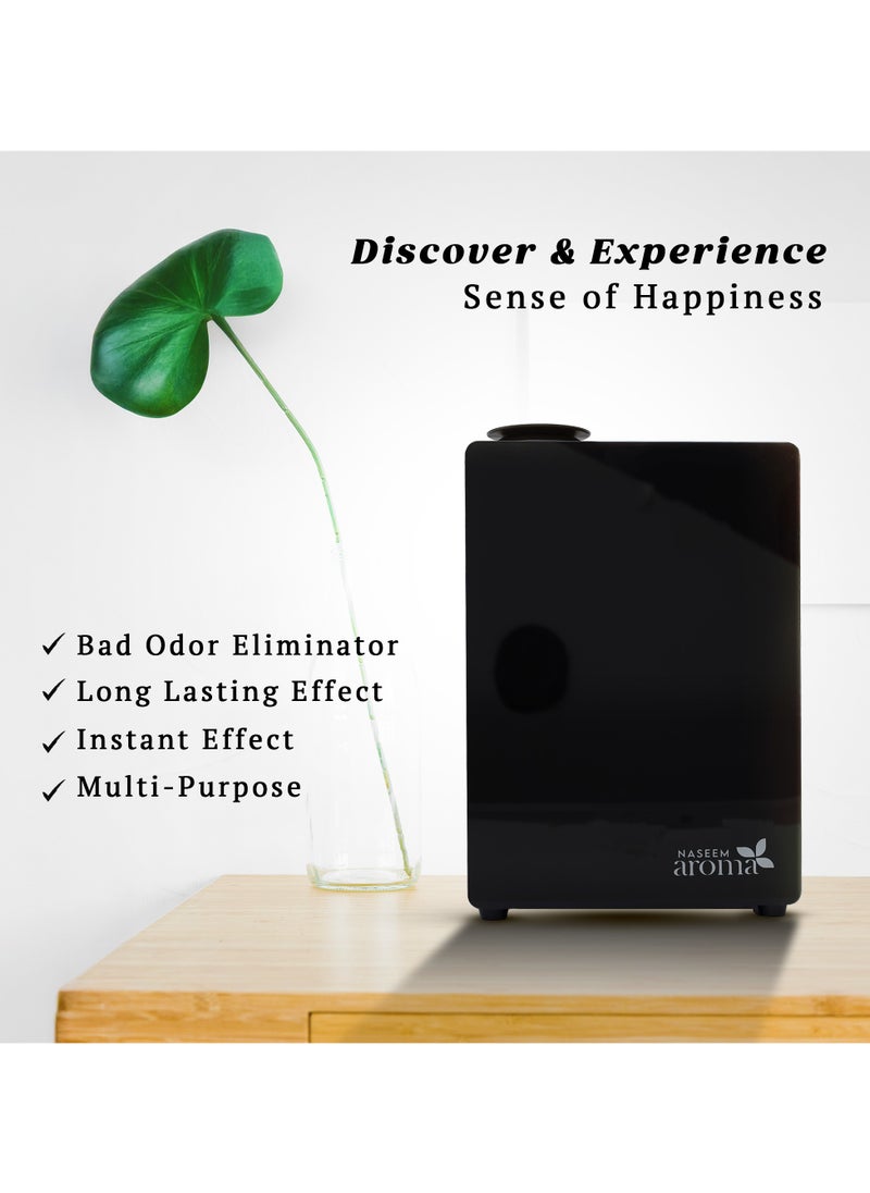 Smart Essential Oil Diffuser Machine | Aroma Oil Diffuser Fragrance Dispenser | Scent Air Machine for Home & Office | Aromatherapy Diffuser for Large Room – Covers Up to 40,000 Cubic Feet | Black Square