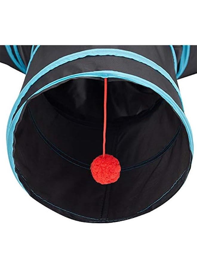 Pet Cat Tunnel Tube Cat Toys 3 Way Collapsible, Tunnels for Indoor Cats，Kitty Bored Peek Hole Toy Ball Cat, Puppy, Kitty, Kitten, Rabbit