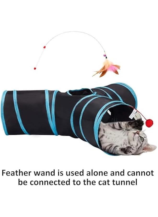 Pet Cat Tunnel Tube Cat Toys 3 Way Collapsible, Tunnels for Indoor Cats，Kitty Bored Peek Hole Toy Ball Cat, Puppy, Kitty, Kitten, Rabbit
