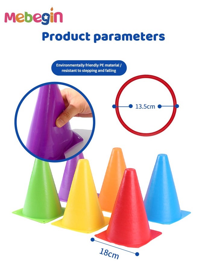 19PCS Ring Toss Target Game Plastic Cone Throwing Playset Indoor u0026 Outdoor Games for Kids and Adult