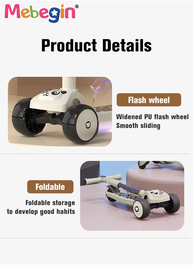 Foldable 3 Wheel Scooter with Windmill and Car Basket, Non-Slip Scooter with Light and Music, Kids Kick Scooter, Adjustable Height, Extra-wide Deck for Stability, No Installation Required