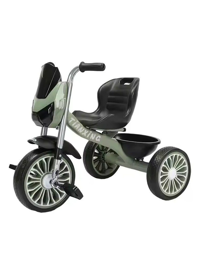 Kids Tricycle for 1-5 Years – 3-Wheel Baby Trike with Push Handle, Safety Belt & Storage Basket –green Toddler Tricycle for Boys & Girls, 100% Assembled