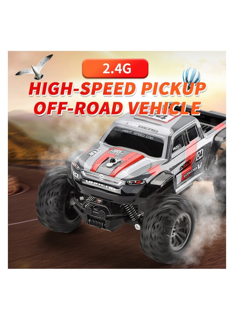 Powerful Monster Truck Rechargeable Off Road Truck 4*4 RC Car 2.4Ghz (Red))