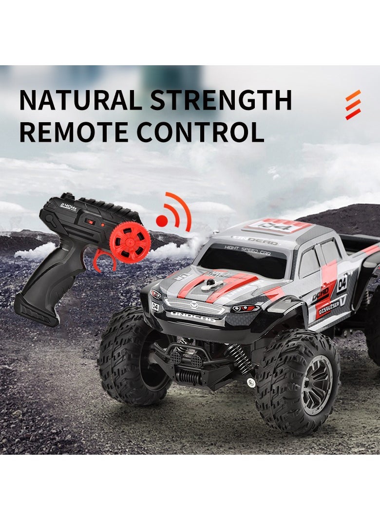Powerful Monster Truck Rechargeable Off Road Truck 4*4 RC Car 2.4Ghz (Red))