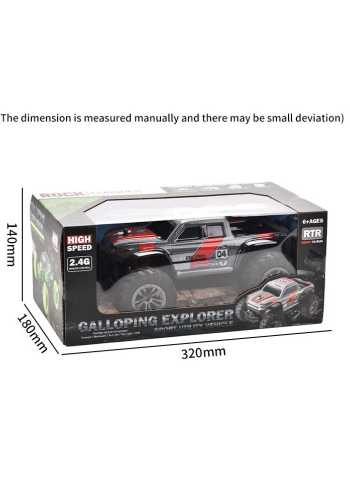 Powerful Monster Truck Rechargeable Off Road Truck 4*4 RC Car 2.4Ghz (Red))