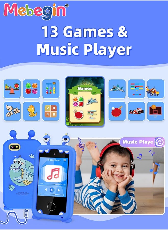 2.8 Inch Kids Educational Smartphone with 8GB SD Card Lanyard, Multi-functional Toddler Phone, with Dual Camera, Game, Music Player, Travel Toy Preschool Learning Toy for Kids Birthday Gift Aged 3+