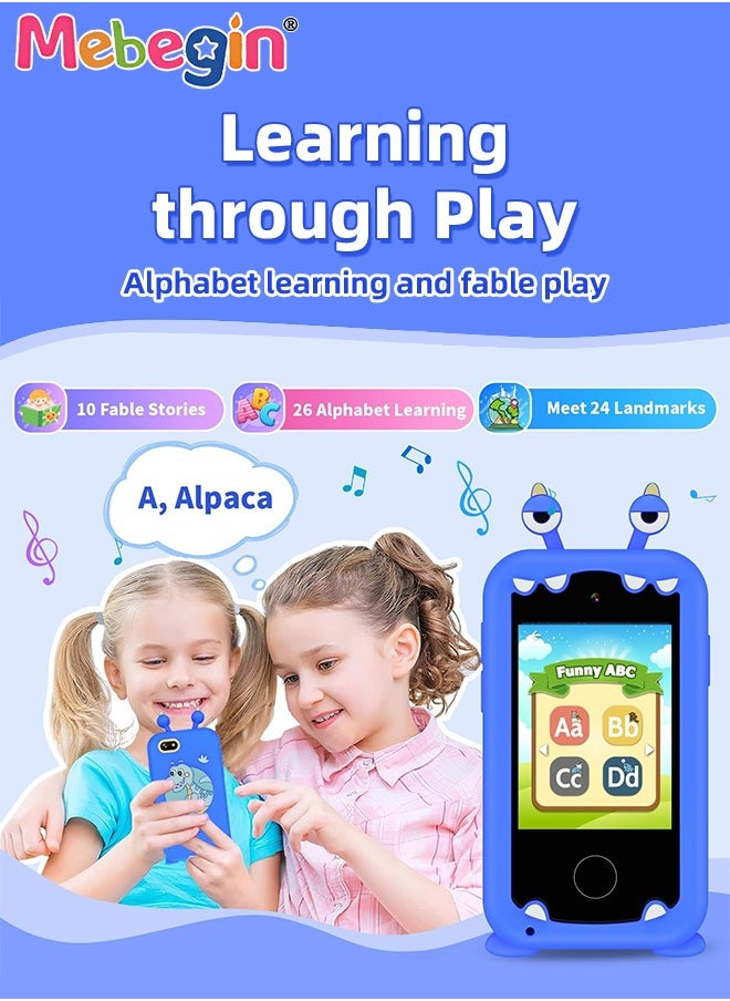 2.8 Inch Kids Educational Smartphone with 8GB SD Card Lanyard, Multi-functional Toddler Phone, with Dual Camera, Game, Music Player, Travel Toy Preschool Learning Toy for Kids Birthday Gift Aged 3+