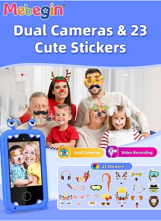 2.8 Inch Kids Educational Smartphone with 8GB SD Card Lanyard, Multi-functional Toddler Phone, with Dual Camera, Game, Music Player, Travel Toy Preschool Learning Toy for Kids Birthday Gift Aged 3+