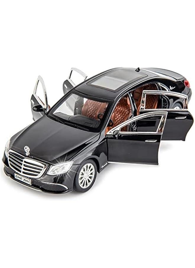 1/24 Scale Compatible with Benz E300 Toy Car Alloy Die-cast Pull Back Car Model with Light and Sound Toy Vehicles for Adults Boys Girls Gift Decoration Toy (Black)