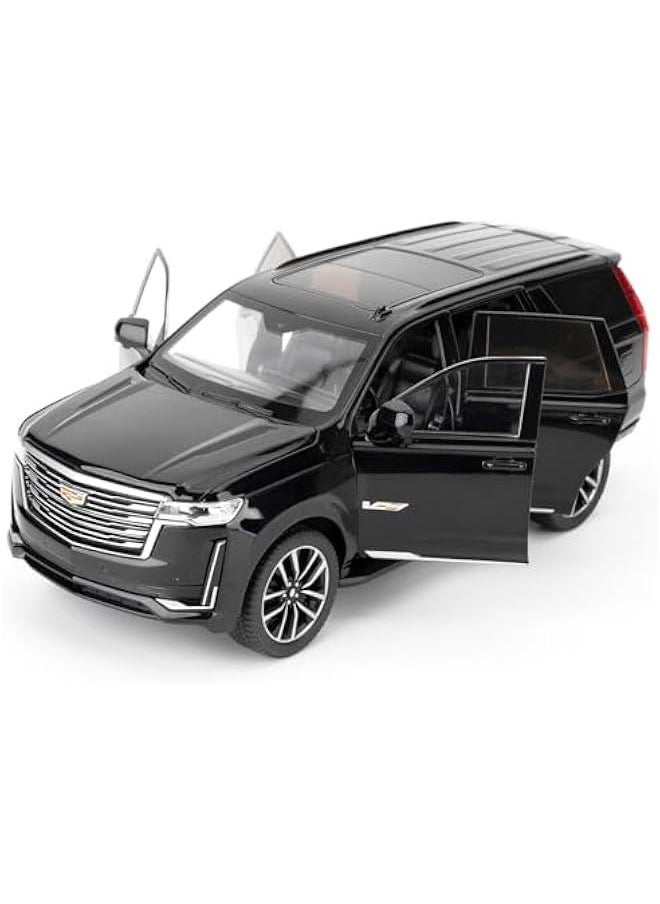 Toy Car Compatible for 1:24 Escalade SUV Model Car, Pull Back Diecast Collectible Car with Sounds＆Lights for Kids Boys Girls and Adults, Gift Black