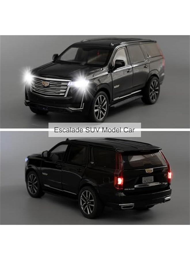 Toy Car Compatible for 1:24 Escalade SUV Model Car, Pull Back Diecast Collectible Car with Sounds＆Lights for Kids Boys Girls and Adults, Gift Black