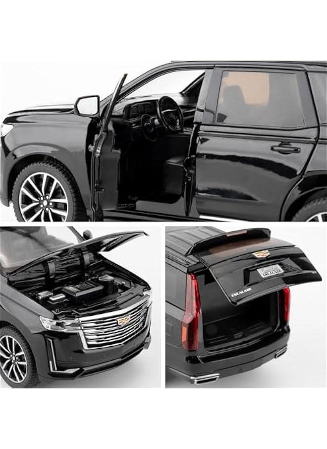 Toy Car Compatible for 1:24 Escalade SUV Model Car, Pull Back Diecast Collectible Car with Sounds＆Lights for Kids Boys Girls and Adults, Gift Black