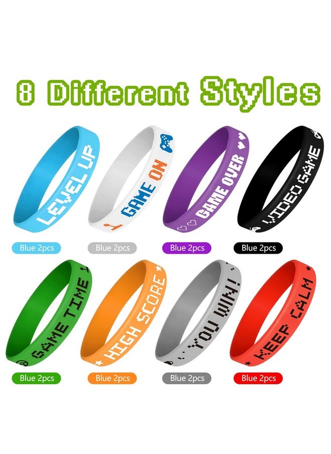 ASTARON 32 Pieces Video Game Rubber Wristband Colored Bracelets for Game Theme Party Kids Birthday Party Favors