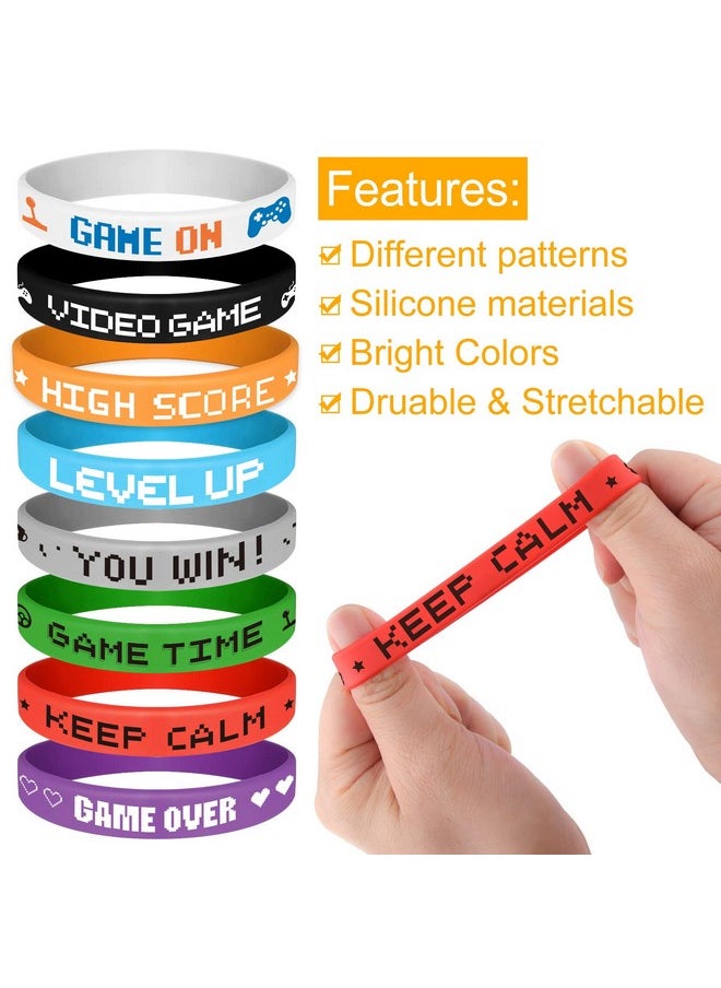 ASTARON 32 Pieces Video Game Rubber Wristband Colored Bracelets for Game Theme Party Kids Birthday Party Favors