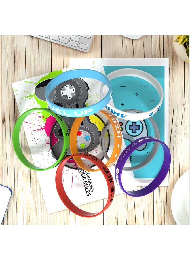 ASTARON 32 Pieces Video Game Rubber Wristband Colored Bracelets for Game Theme Party Kids Birthday Party Favors