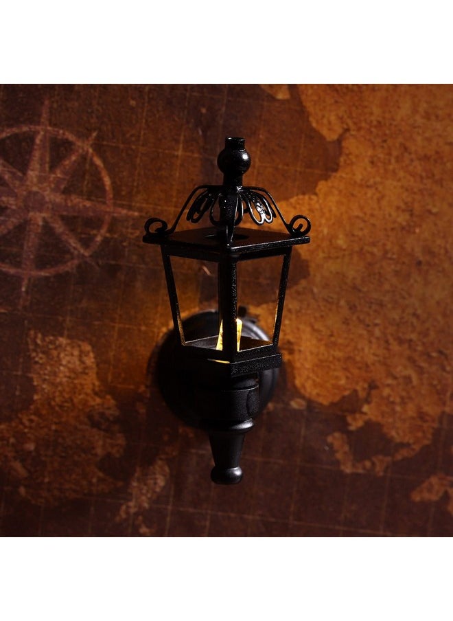 TOYANDONA 2pcs Dollhouse LED Wall Sconces 1: 12 Scale Wall Lamp Simulation Miniature Furnitures for DIY Dollhouse Living Room Mini Toy Wall Lamp Models Black