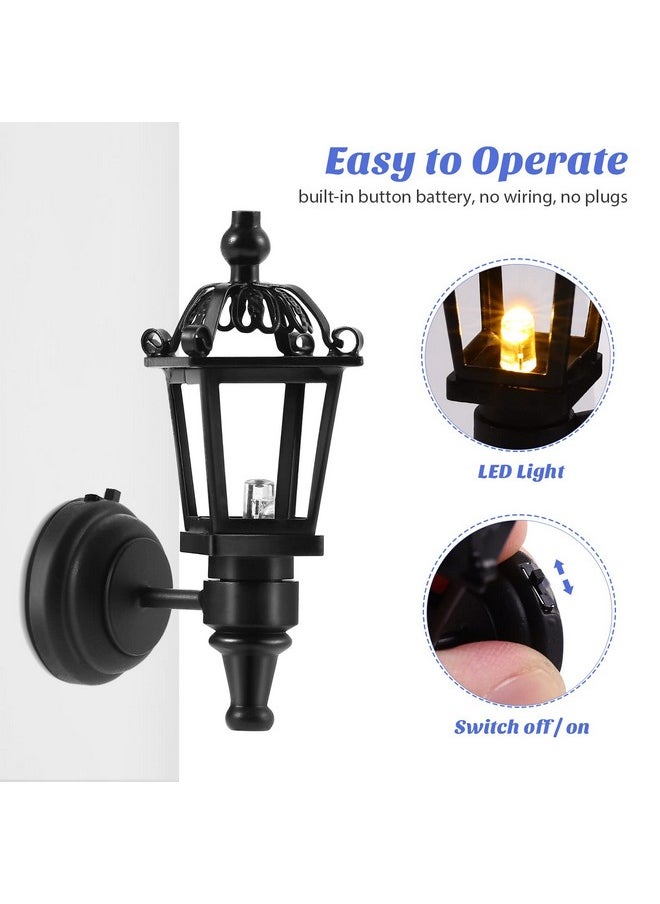 TOYANDONA 2pcs Dollhouse LED Wall Sconces 1: 12 Scale Wall Lamp Simulation Miniature Furnitures for DIY Dollhouse Living Room Mini Toy Wall Lamp Models Black