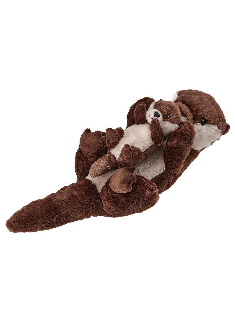 Soft toy set of 2 otter with baby/brown beige 45 cm