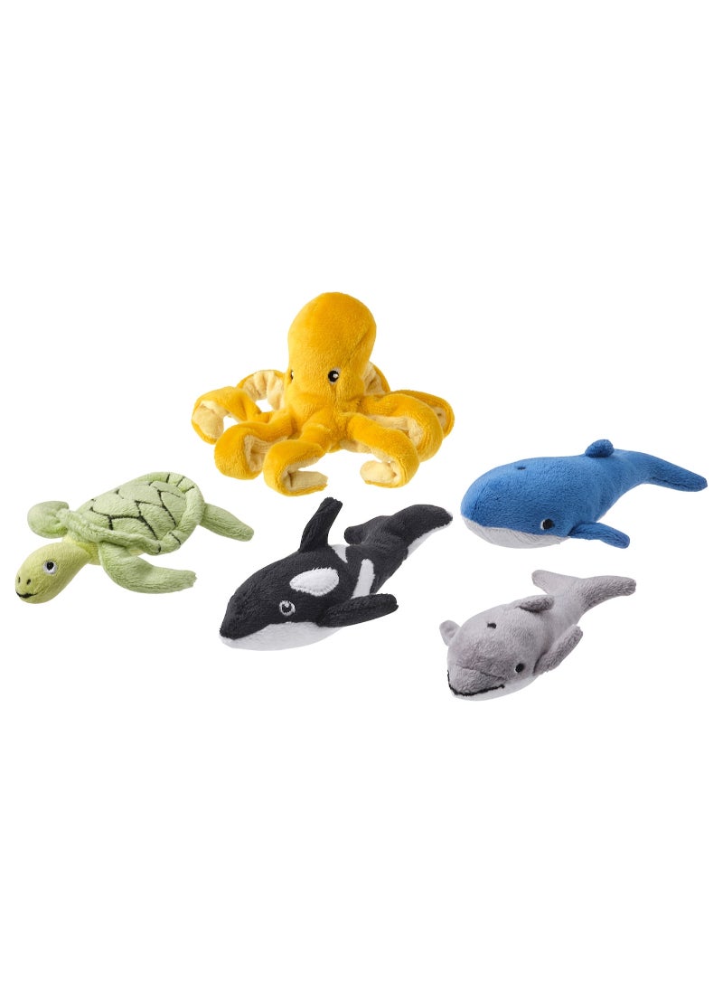 5-piece soft toy set ocean animals/mixed colours