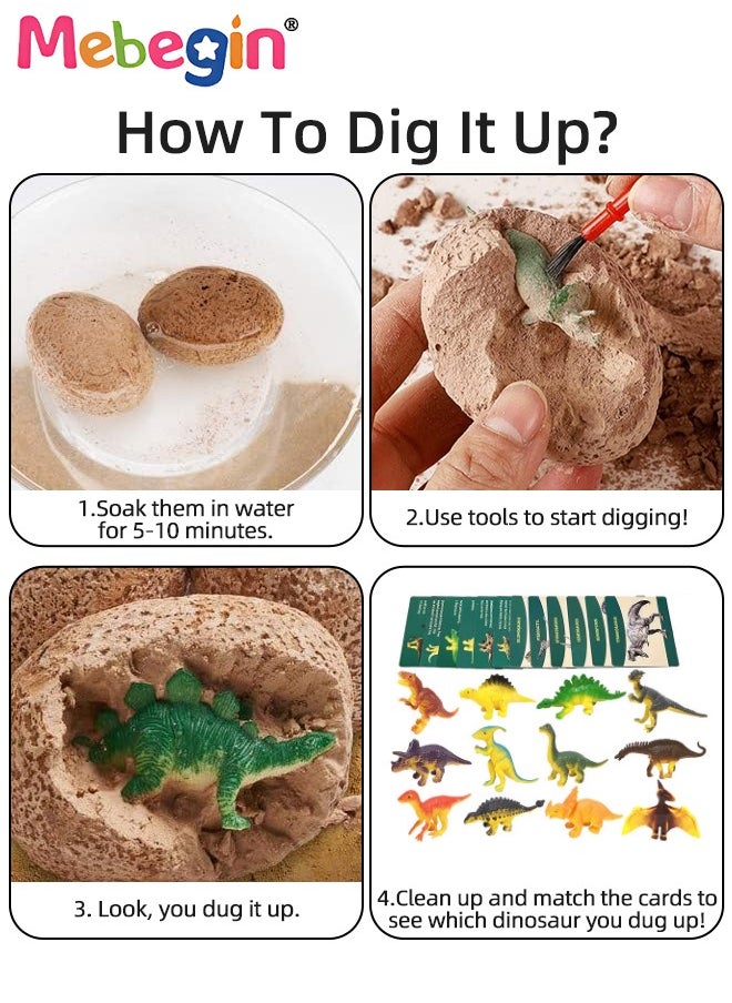 Dinosaur Eggs Excavation Dig Kit with 12 Dinosaur Eggs, Dinosaur Toys for Kids, Fun Science Toys, STEM Toys, Great Interactive Toy, Ideal Gift for Kids Aged 6+