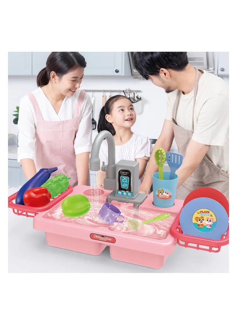 Children's Play House Simulation Dishwasher Toy – Early Education Kitchen Simulation Electric Dishwashing Station for Kids – Interactive Pretend Play Water Washing Toys for Toddlers & Preschoolers
