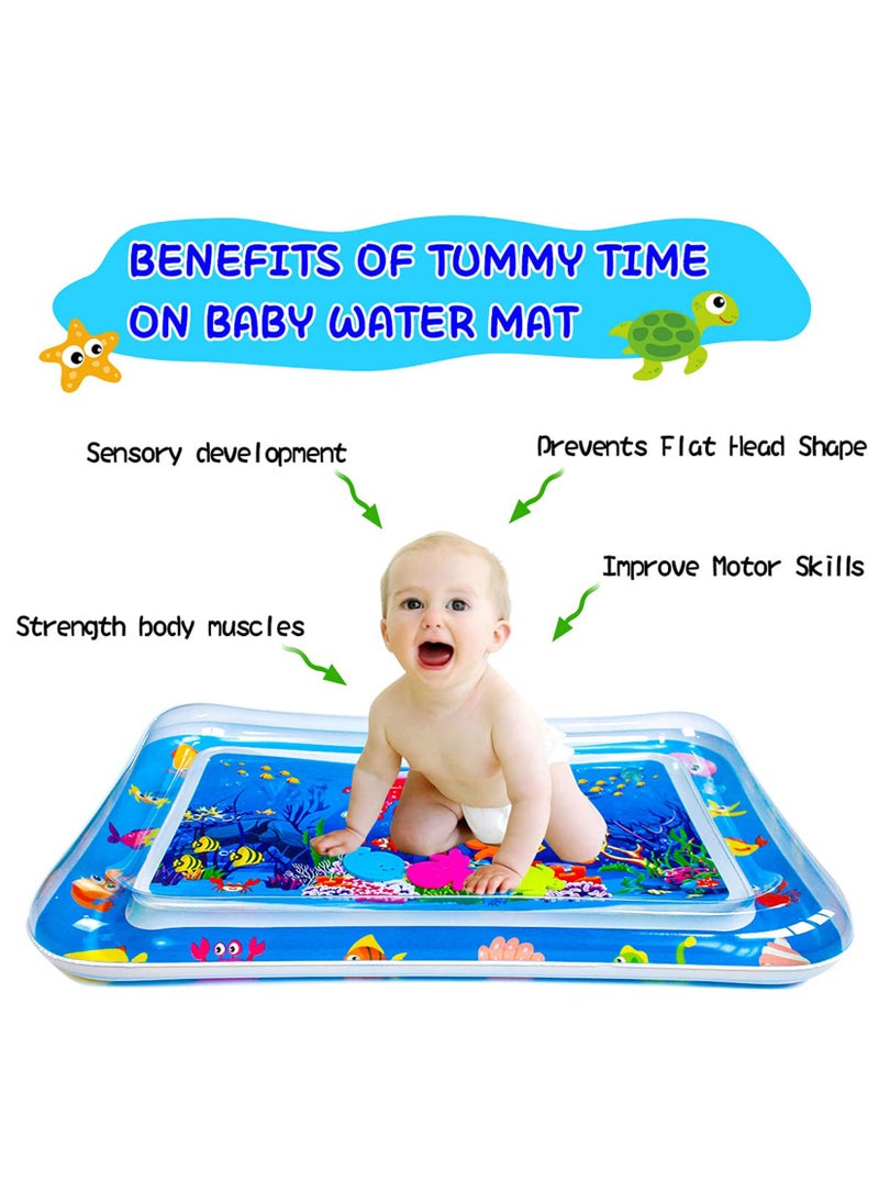 Inflatable Water Mat Tummy Time Mat Premium Baby Water Play for Infants and Toddlers Toys for 3 to 24 Months Strengthen Your Baby's Muscles Portable Activity Center Water Mat