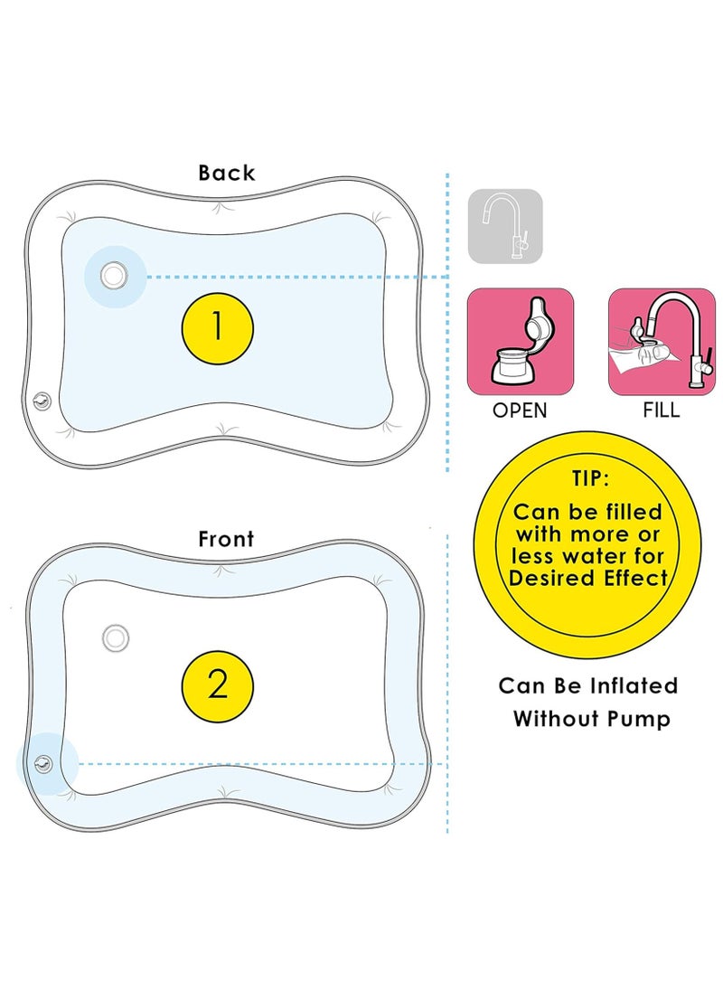 Inflatable Water Mat Tummy Time Mat Premium Baby Water Play for Infants and Toddlers Toys for 3 to 24 Months Strengthen Your Baby's Muscles Portable Activity Center Water Mat