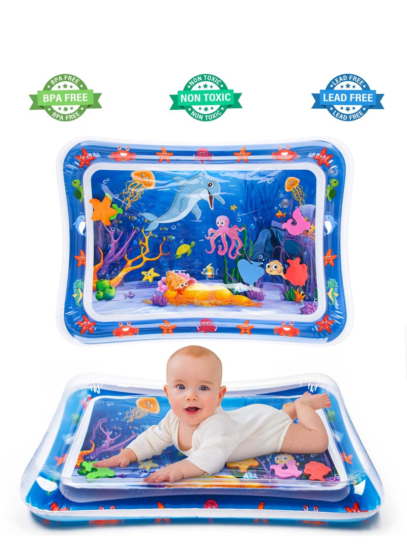 Inflatable Water Mat Tummy Time Mat Premium Baby Water Play for Infants and Toddlers Toys for 3 to 24 Months Strengthen Your Baby's Muscles Portable Activity Center Water Mat