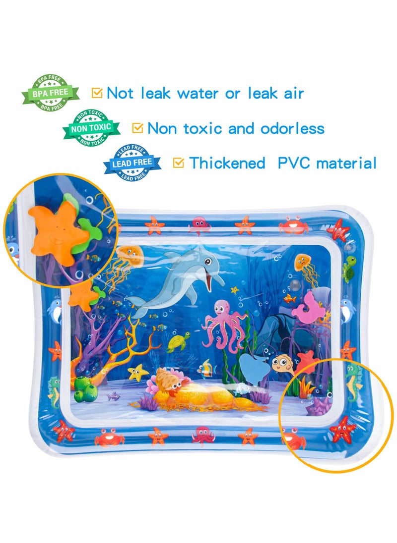Inflatable Water Mat Tummy Time Mat Premium Baby Water Play for Infants and Toddlers Toys for 3 to 24 Months Strengthen Your Baby's Muscles Portable Activity Center Water Mat