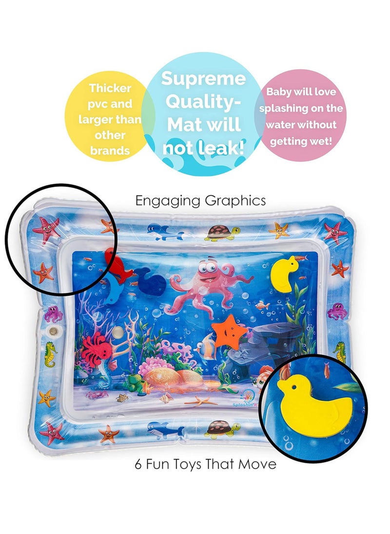 Inflatable Water Mat Tummy Time Mat Premium Baby Water Play for Infants and Toddlers Toys for 3 to 24 Months Strengthen Your Baby's Muscles Portable Activity Center Water Mat