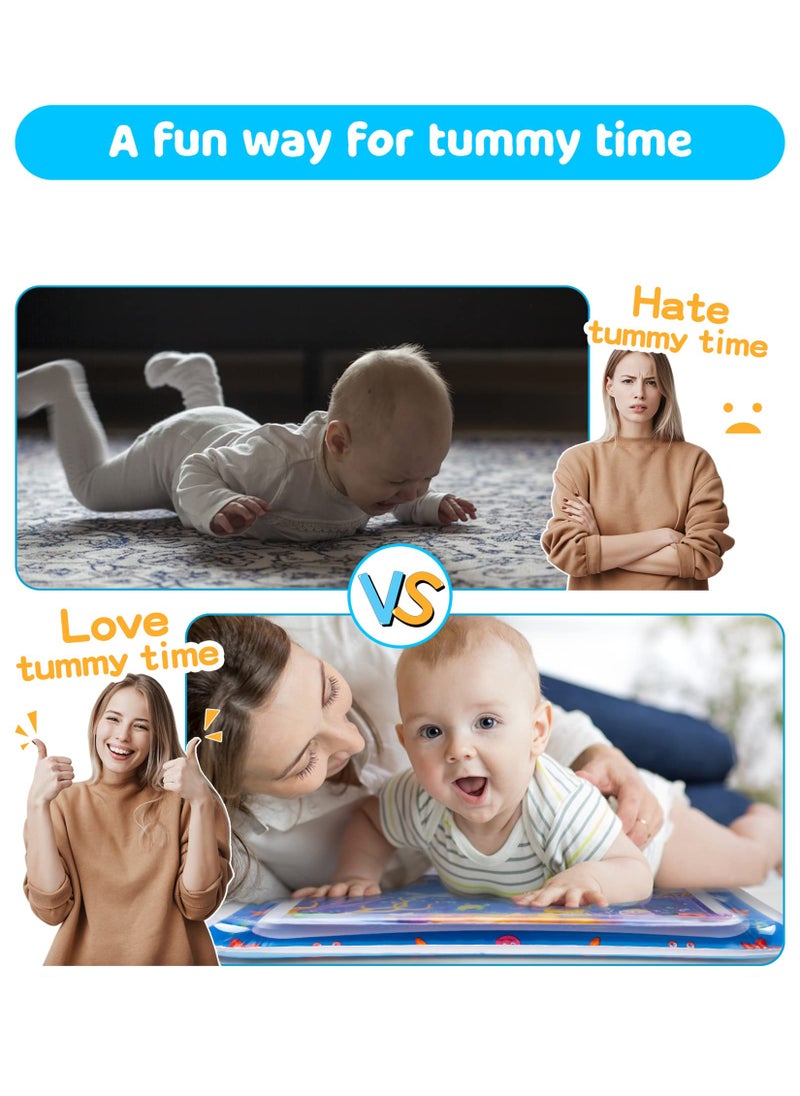Inflatable Water Mat Tummy Time Mat Premium Baby Water Play for Infants and Toddlers Toys for 3 to 24 Months Strengthen Your Baby's Muscles Portable Activity Center Water Mat