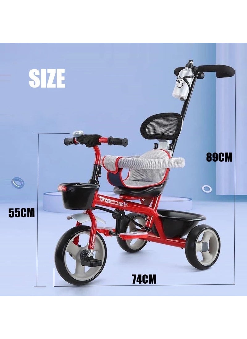 Tricycle, children's bicycle, 3-wheel bicycle, baby stroller, 3-wheel baby stroller with push handle