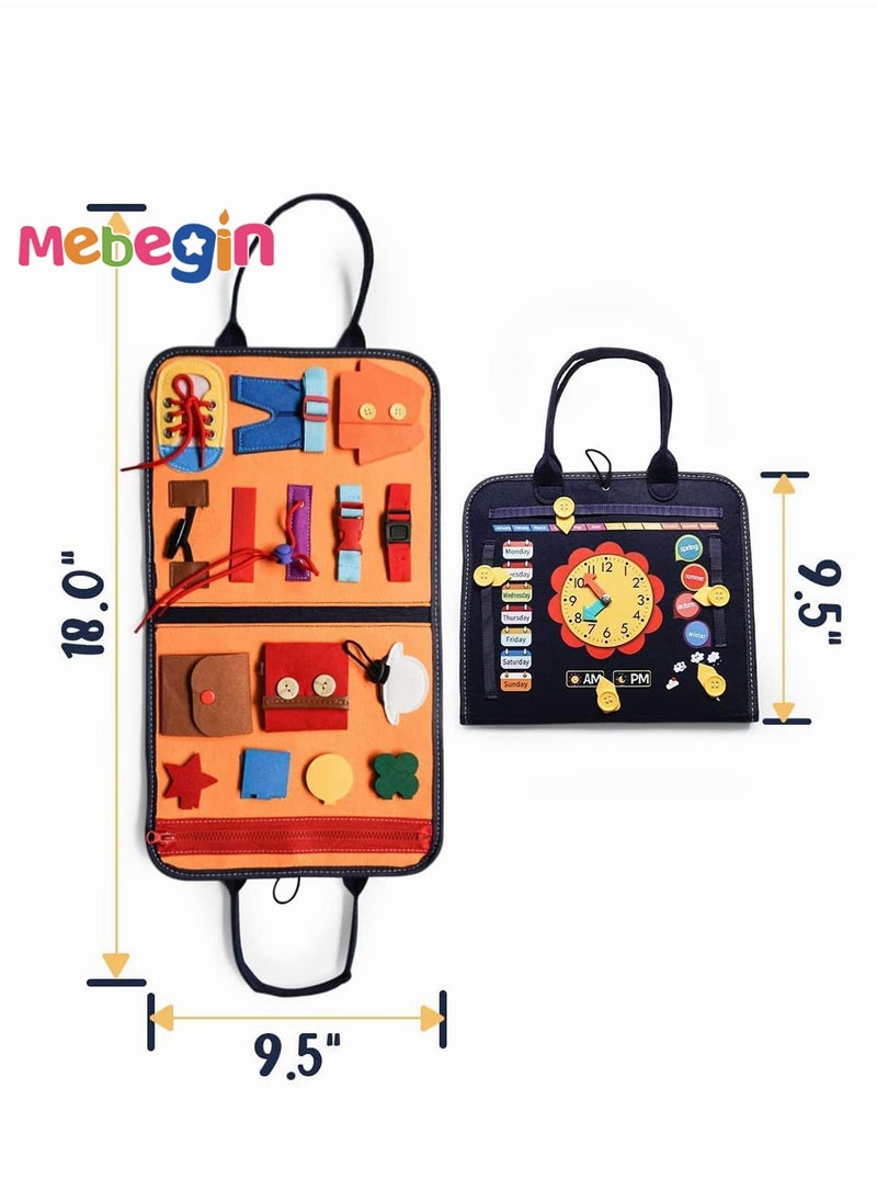 15 in 1 Felt Busy Board, Sensory Activity Board, Travel-friendly Busy Board for Toddlers, Preschool Education Learning Fine Motor Skills, Handy to Take Out, Great Educational Gift Choice