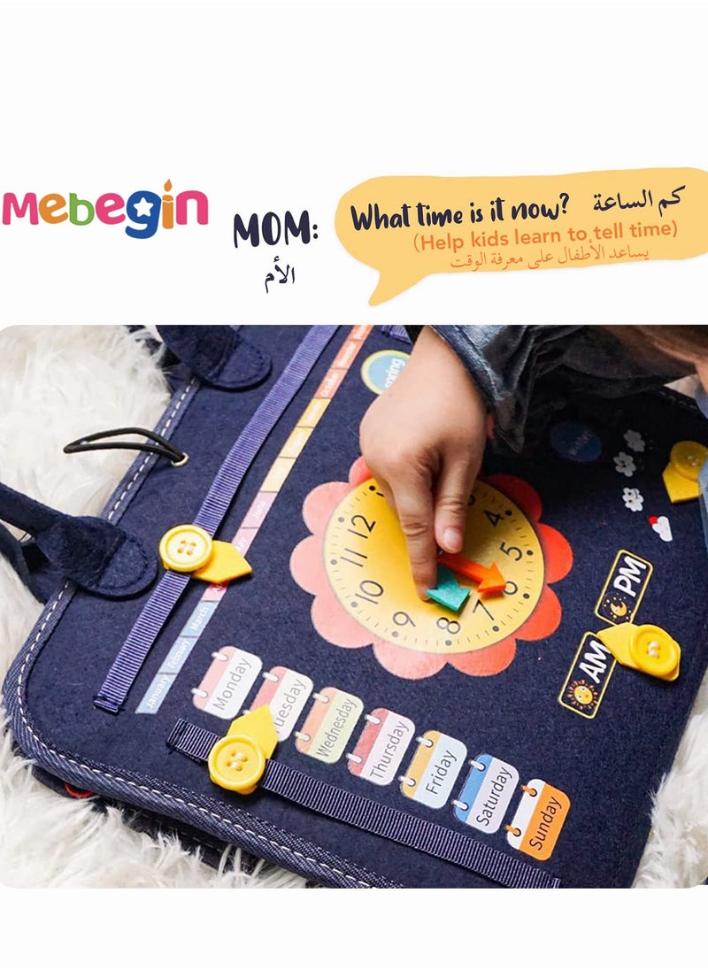 15 in 1 Felt Busy Board, Sensory Activity Board, Travel-friendly Busy Board for Toddlers, Preschool Education Learning Fine Motor Skills, Handy to Take Out, Great Educational Gift Choice