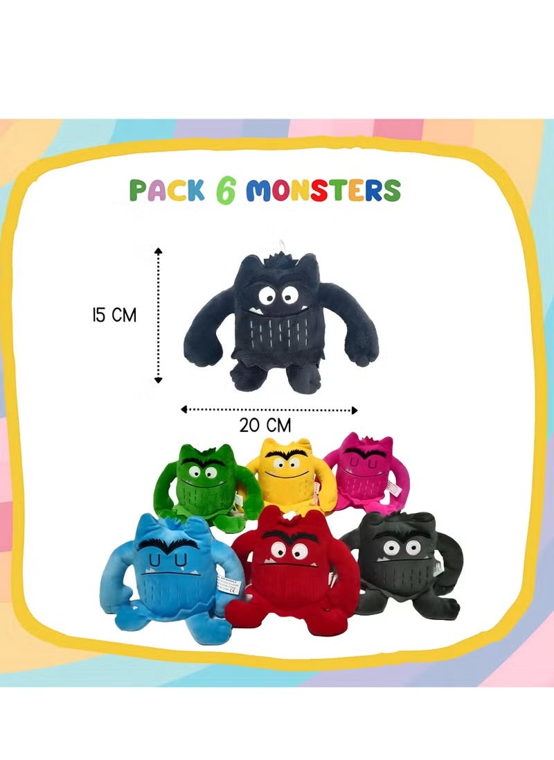Colourful Monster Plush Toys,My Emotional Little Monster Plush Figures Toy,Worry Monster Cartoon Plush Soft Dolls,6 7 8 9 year old kindergarten child Boys Girls Toys Gifts - Pack Of 6