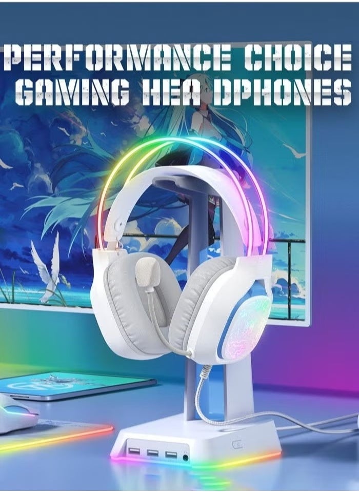 X22 Gaming Headset,Over-Ear Gaming Wired Headphones For PS4/PS5/XOne/XSeries/NSwitch/PC,White