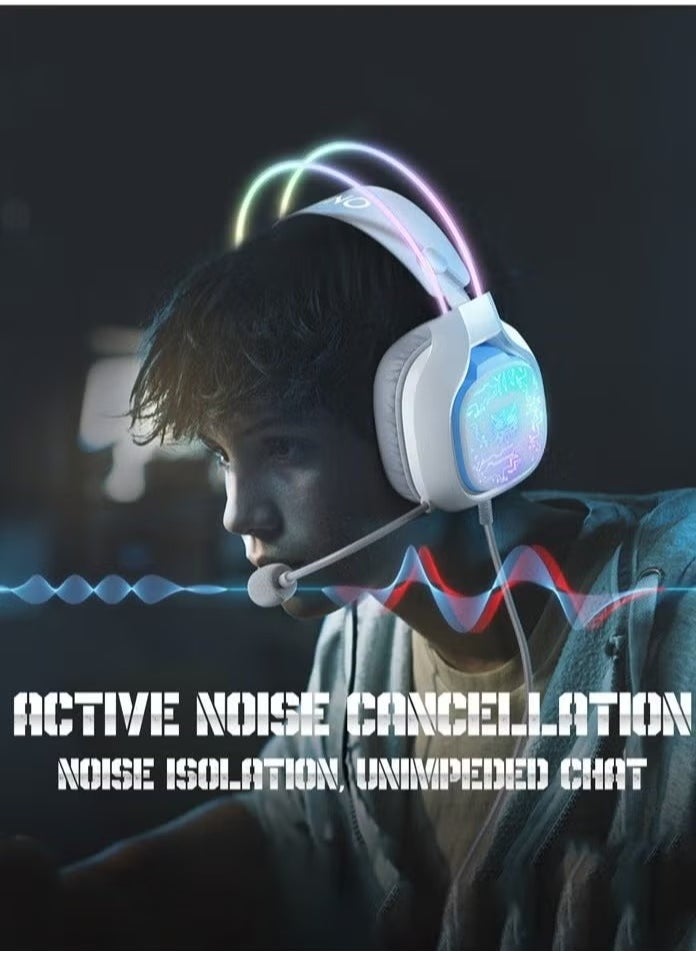 X22 Gaming Headset,Over-Ear Gaming Wired Headphones For PS4/PS5/XOne/XSeries/NSwitch/PC,White