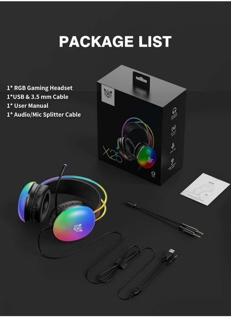 X25 Gaming Headset – Wired Over-Ear Headphones with Noise-Cancelling Mic, Comfortable Fit, High-Quality Sound, Clear Voice Communication, Compatible with PS4, PS5, Xbox One, Xbox Series X/S, Nintendo Switch, and PC for Ultimate Gaming Experience