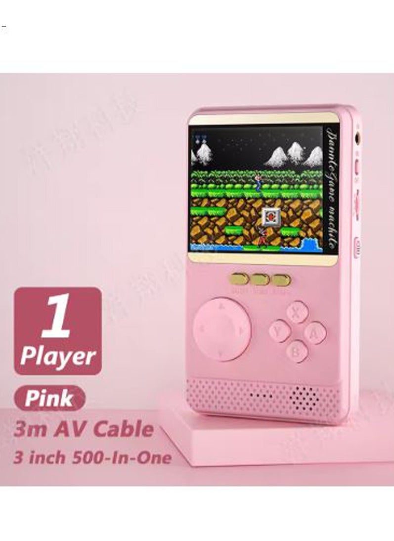 2-in-1 Q18 Game Console 6000Mah powerbank Handheld Game Players Machine Console 500 Classic Games 3 Inch HD LCD Screen Pink