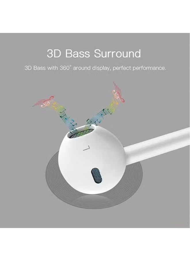 YH50 Wired Lightning Jack Earphones with Deep Bass, Clear Microphone, and Multi-Functional Inline Remote – Premium Hands-Free Audio Experience in White for iPhone and iOS Devices