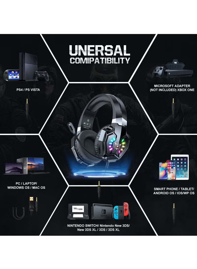 X32 RGB Gaming Earphones – Wired Noise-Cancelling Headphones with Immersive Sound, Built-In Mic, Comfortable Fit, Dynamic RGB Lighting, High-Performance for Mobile and PC Gaming