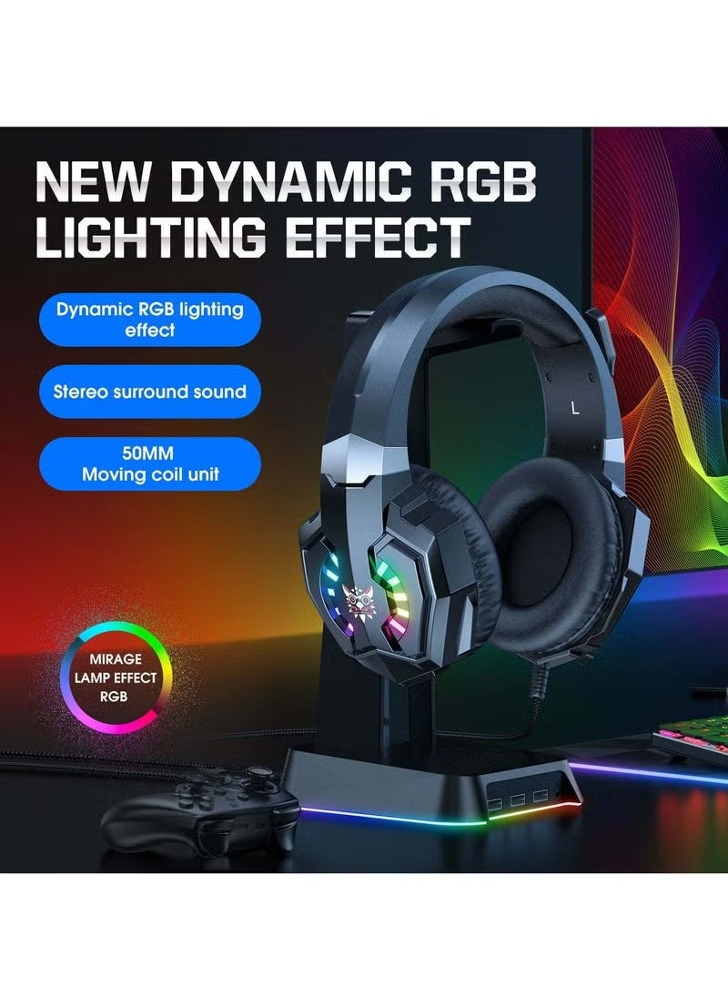 X32 RGB Gaming Earphones – Wired Noise-Cancelling Headphones with Immersive Sound, Built-In Mic, Comfortable Fit, Dynamic RGB Lighting, High-Performance for Mobile and PC Gaming