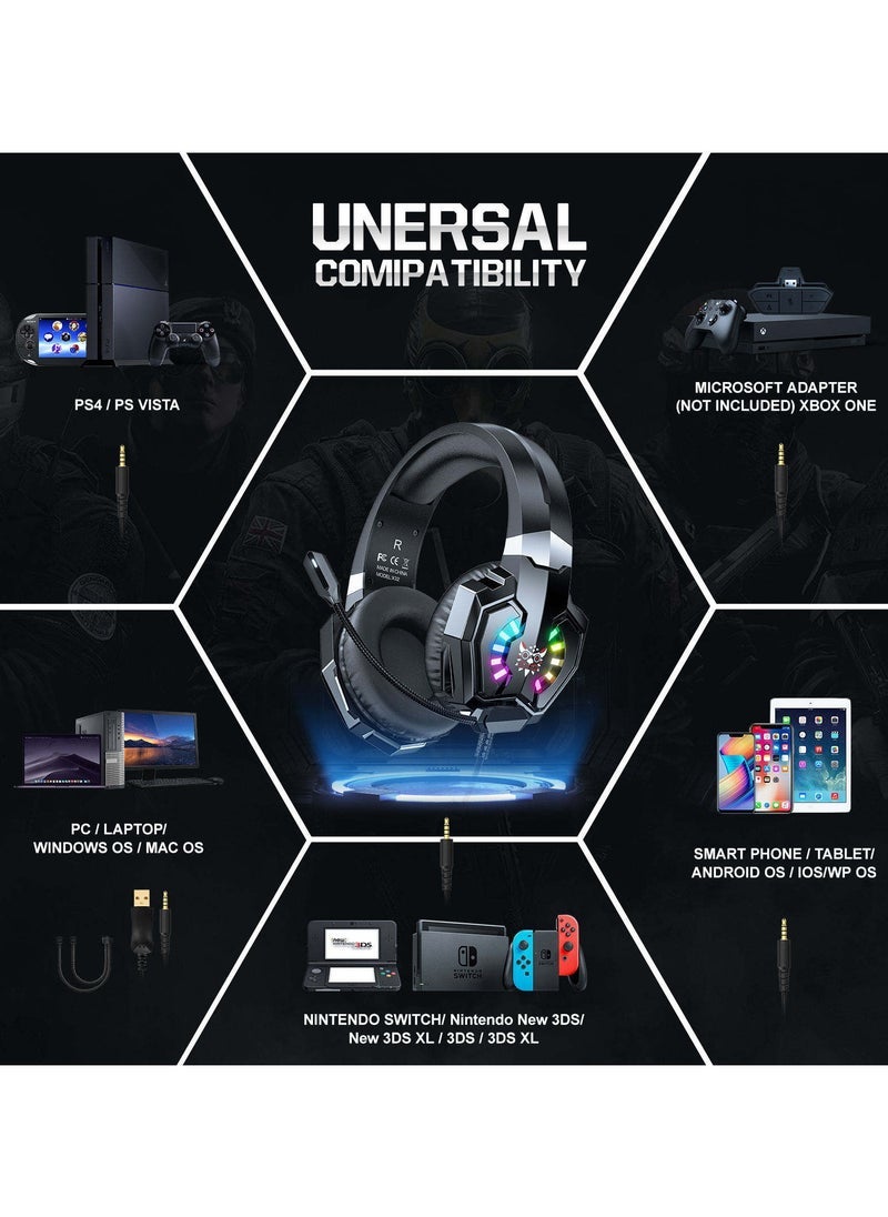 X32 RGB Earphone Gamer | Wired Noise Cancelling Gaming Headphones, Immersive Sound, Built-In Mic, Comfortable Fit, Dynamic RGB Lighting, High-Performance for Mobile and PC Gaming