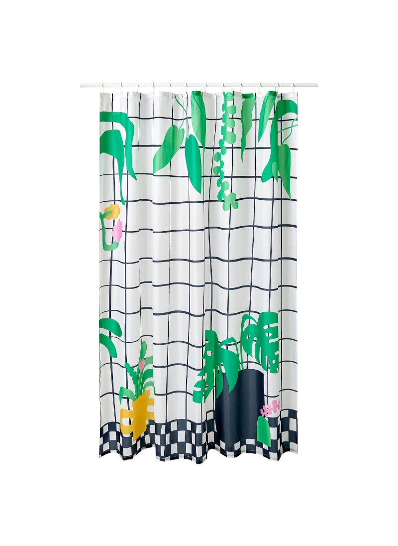 Shower curtain white/green 180x200 cm