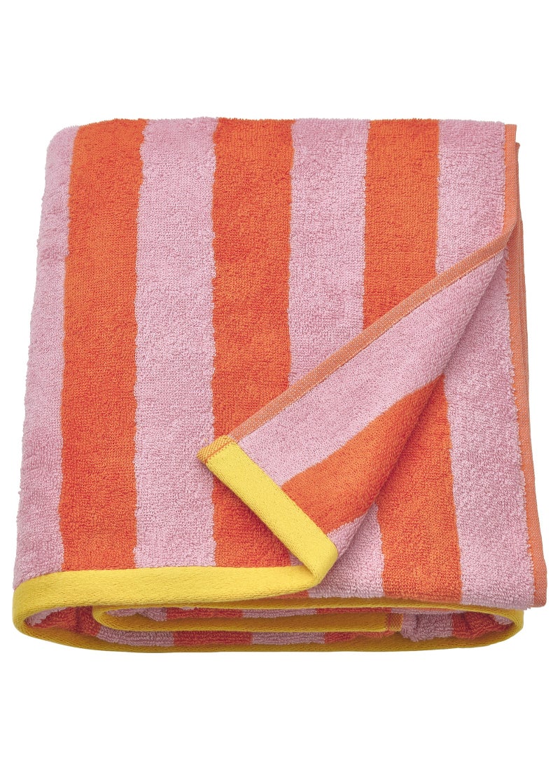 Bath sheet orange/pink striped 100x150 cm