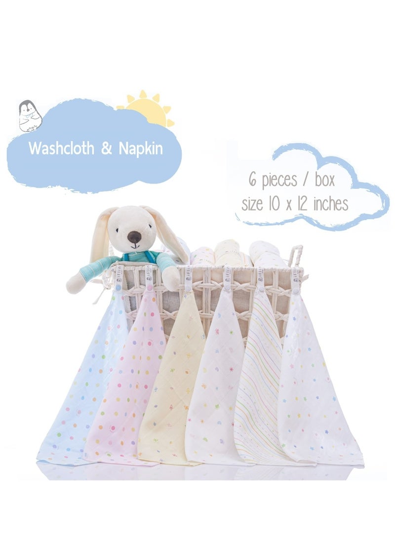 My Handy Bamboo Washcloth & Napkin 10″x12″ (6 Pcs.)  Playful Blue