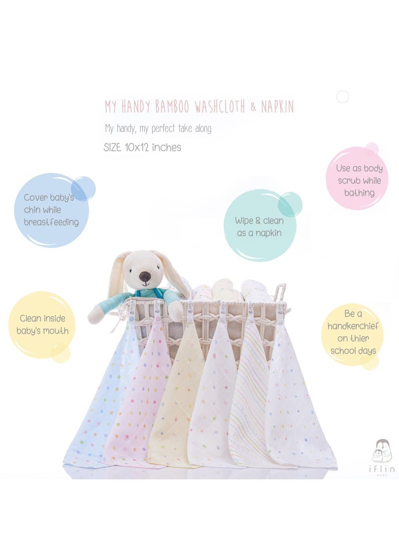 My Handy Bamboo Washcloth & Napkin 10″x12″ (6 Pcs.)  Playful Blue