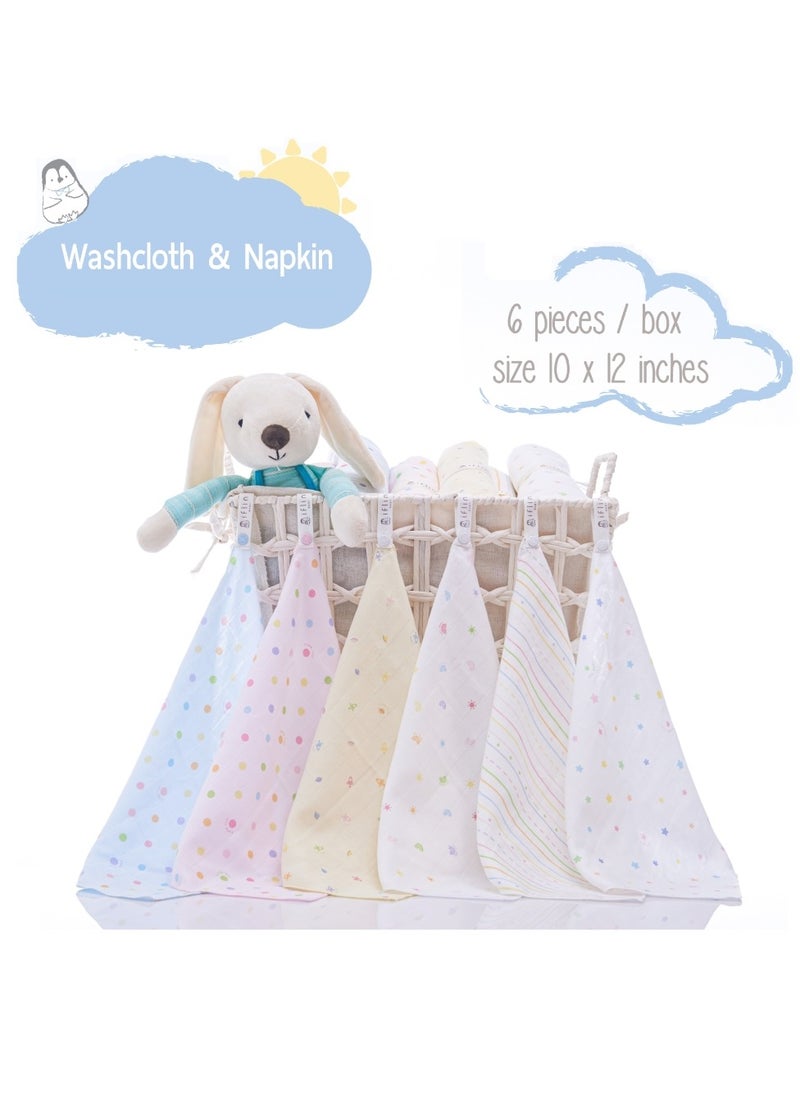 My Handy Bamboo Washcloth & Napkin 10″x12″ (6 Pcs.)  Playful Space