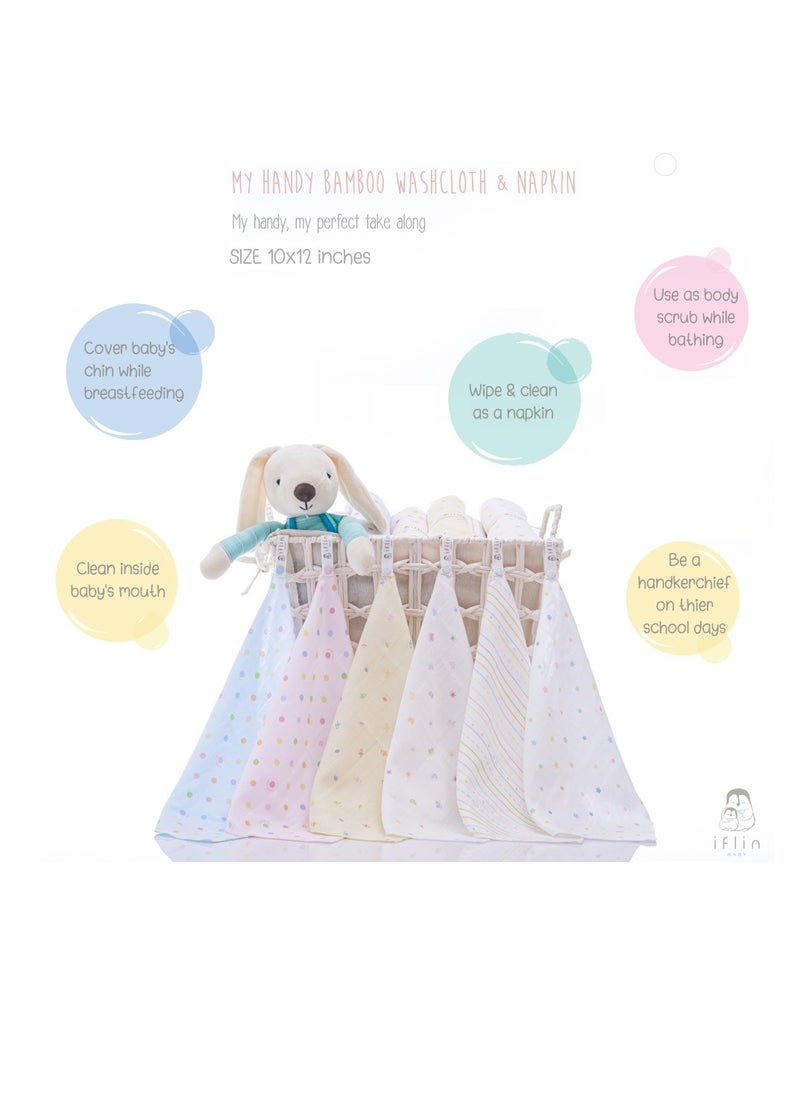 My Handy Bamboo Washcloth & Napkin 10″x12″ (6 Pcs.)  Playful Space
